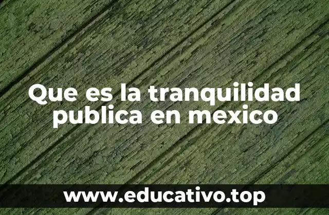 Que es la tranquilidad publica en mexico