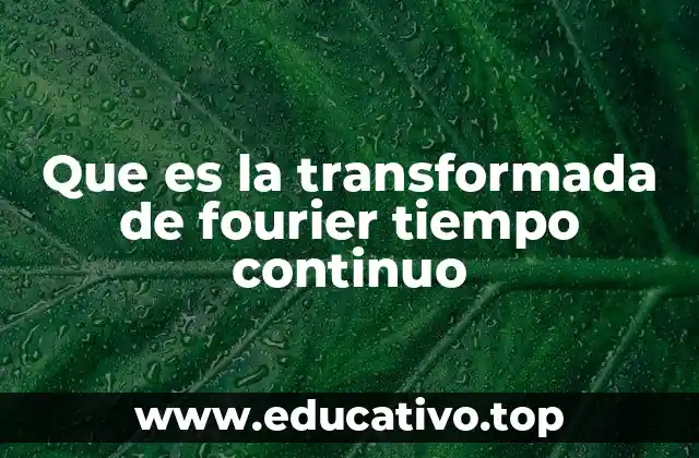 Que es la transformada de fourier tiempo continuo