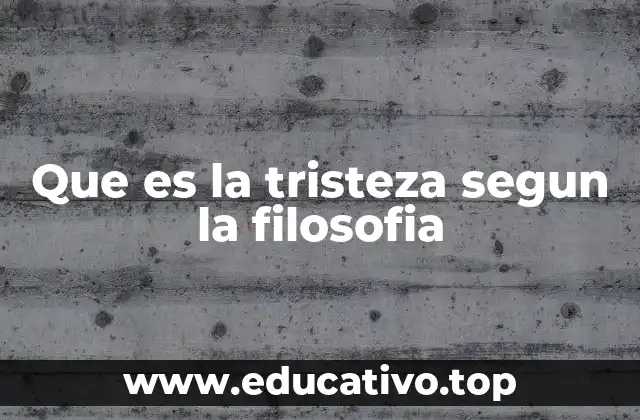 Que es la tristeza segun la filosofia