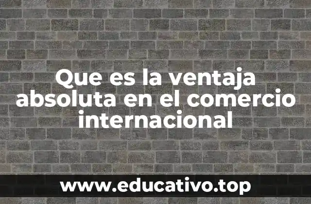 Que es la ventaja absoluta en el comercio internacional