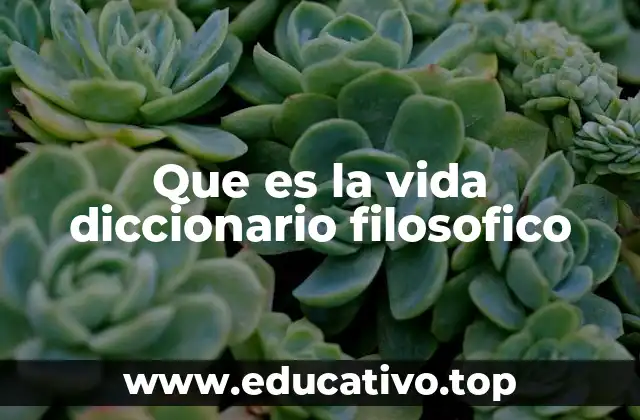 Que es la vida diccionario filosofico