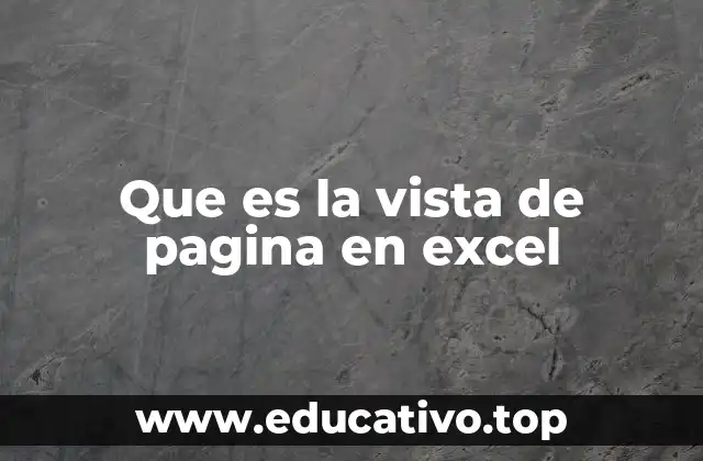 Que es la vista de pagina en excel