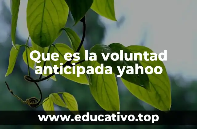 Que es la voluntad anticipada yahoo