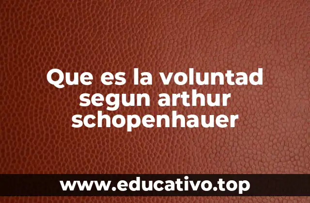 Que es la voluntad segun arthur schopenhauer