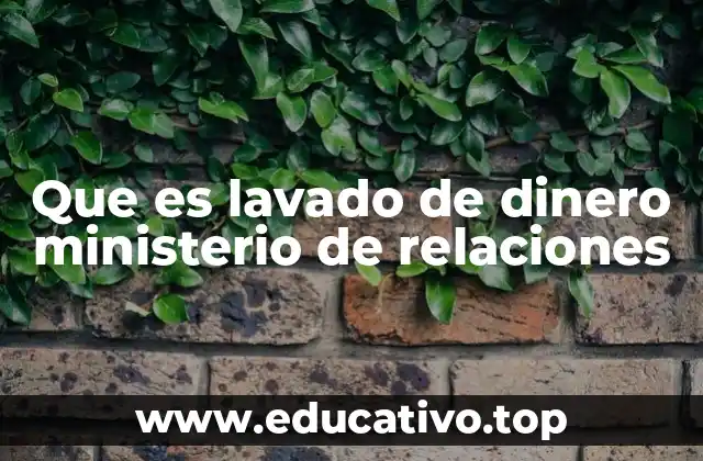 Que es lavado de dinero ministerio de relaciones