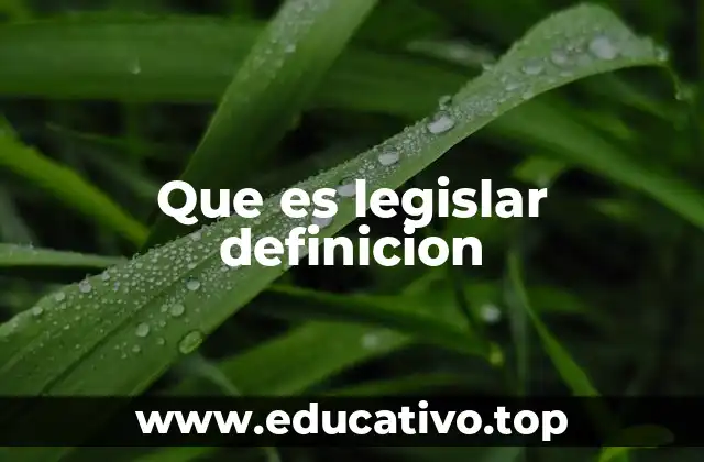 Que es legislar definicion