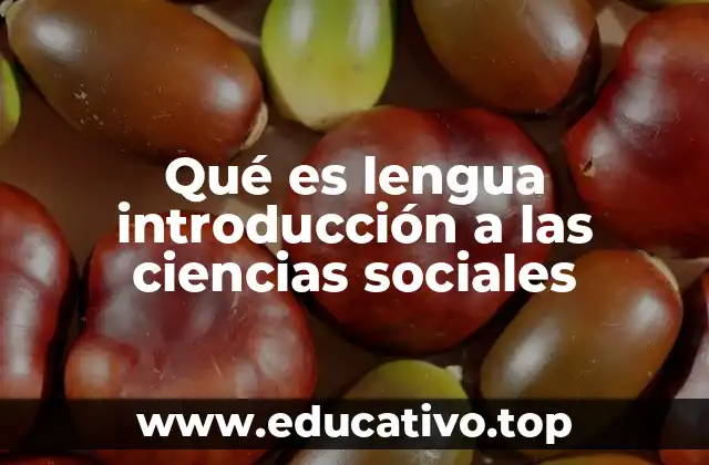 Qué es lengua introducción a las ciencias sociales
