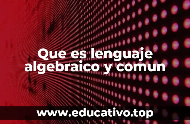 Que es lenguaje algebraico y comun