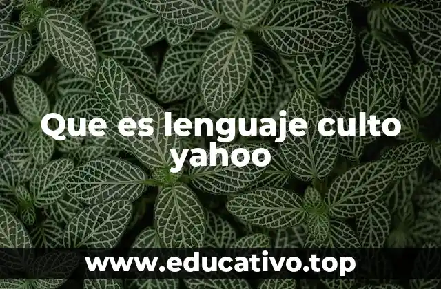 Que es lenguaje culto yahoo