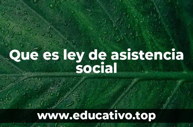 Que es ley de asistencia social