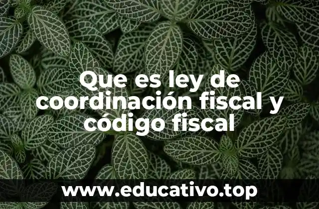 Que es ley de coordinación fiscal y código fiscal