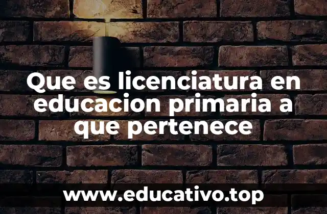 Que es licenciatura en educacion primaria a que pertenece