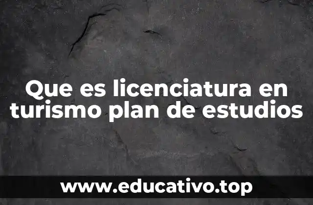 Que es licenciatura en turismo plan de estudios