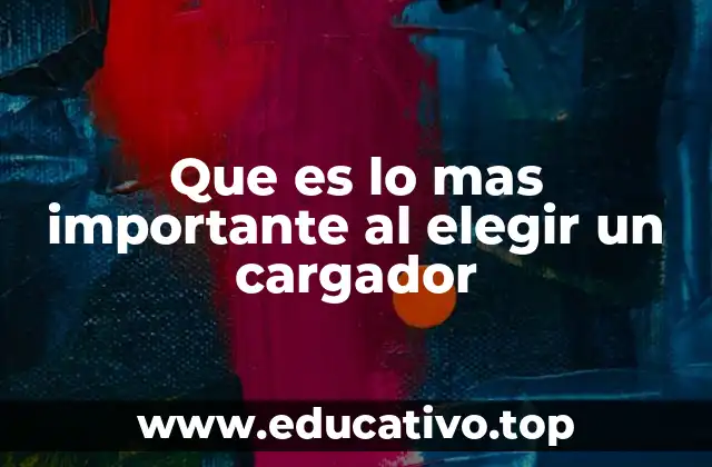 Que es lo mas importante al elegir un cargador