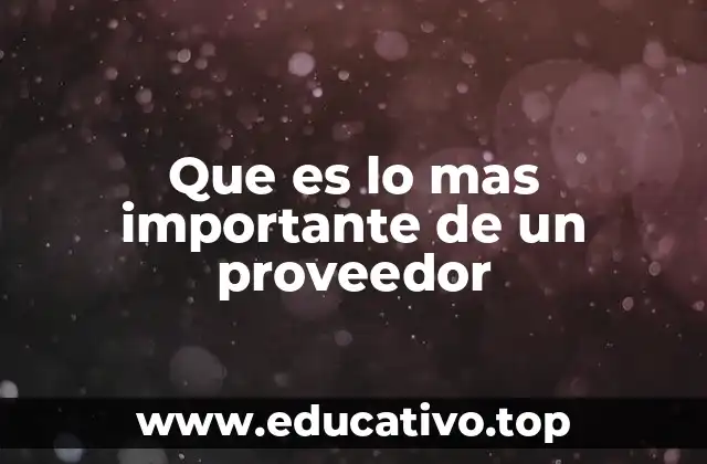 Que es lo mas importante de un proveedor