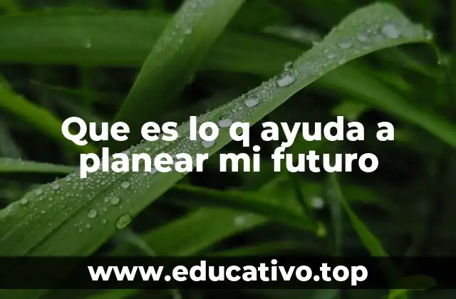 Que es lo q ayuda a planear mi futuro