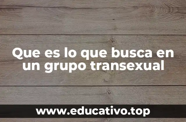 Que es lo que busca en un grupo transexual