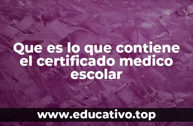 Que es lo que contiene el certificado medico escolar