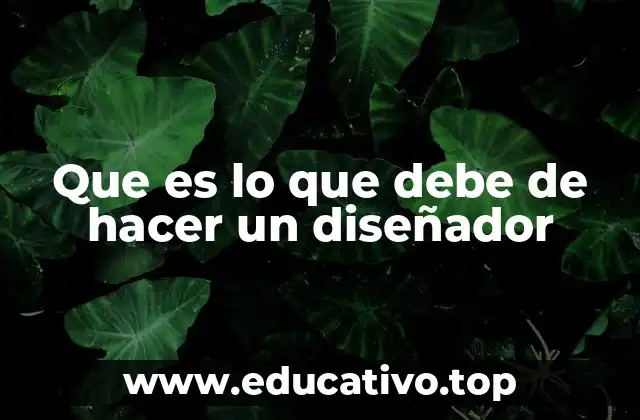 Que es lo que debe de hacer un diseñador