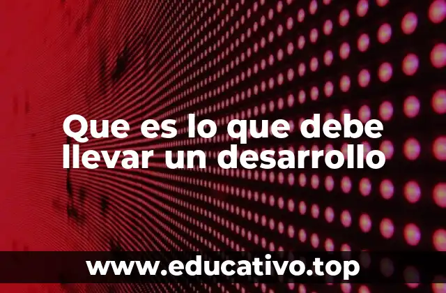 Que es lo que debe llevar un desarrollo