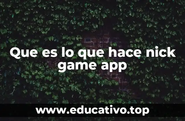 Que es lo que hace nick game app