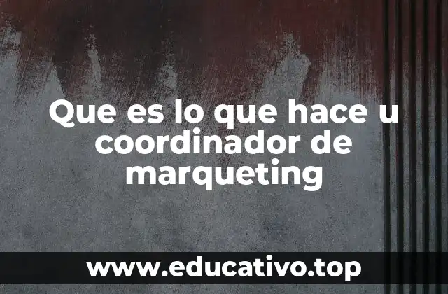 Que es lo que hace u coordinador de marqueting