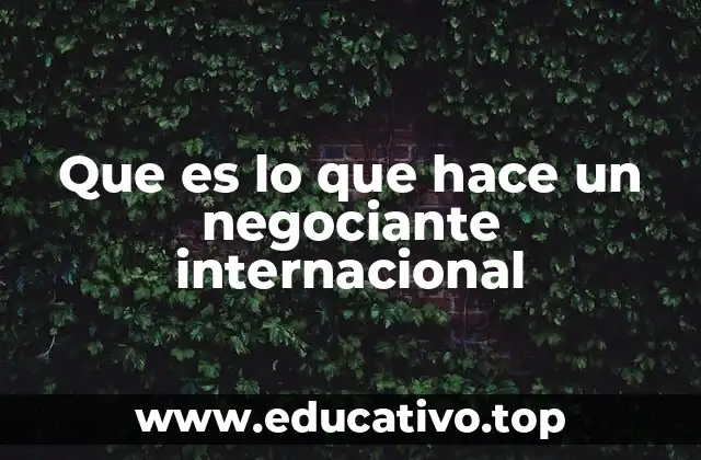 Que es lo que hace un negociante internacional