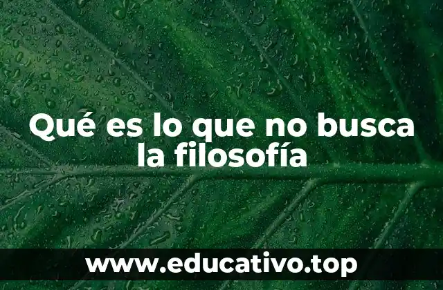 Qué es lo que no busca la filosofía