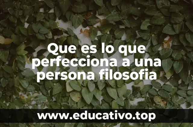 Que es lo que perfecciona a una persona filosofia
