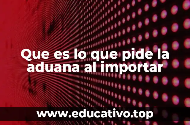 Que es lo que pide la aduana al importar