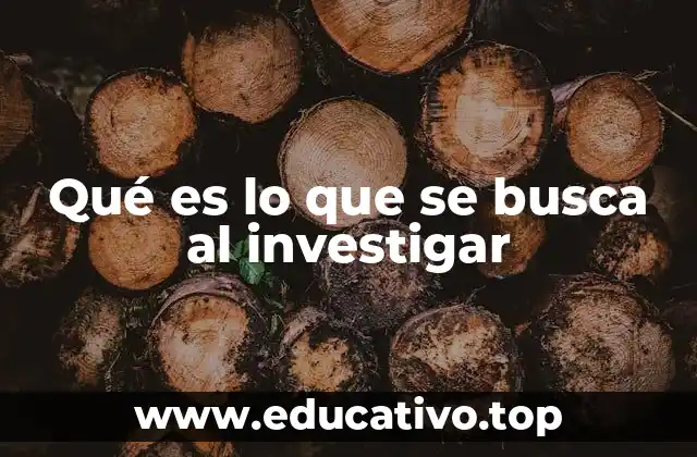 Qué es lo que se busca al investigar