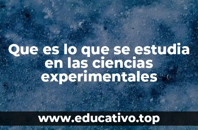 Que es lo que se estudia en las ciencias experimentales