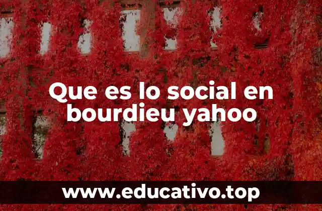 Que es lo social en bourdieu yahoo