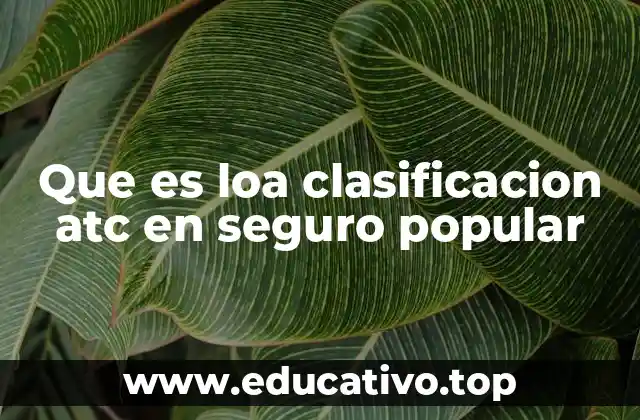 Que es loa clasificacion atc en seguro popular