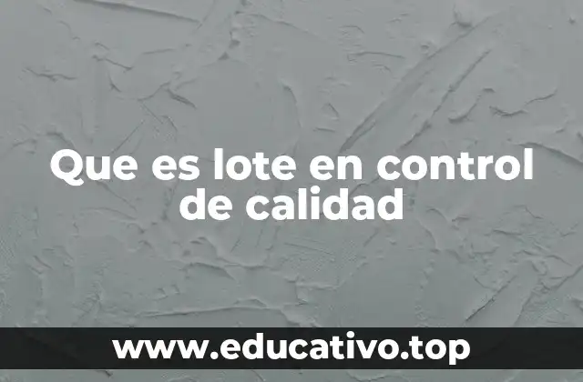 Que es lote en control de calidad