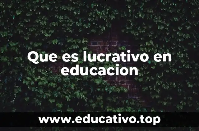 Que es lucrativo en educacion