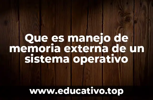 Que es manejo de memoria externa de un sistema operativo