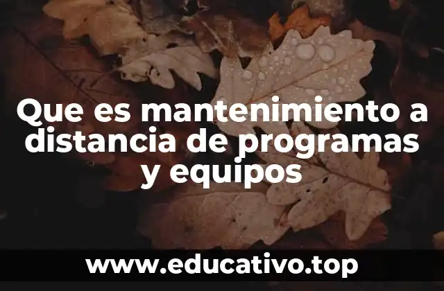 Que es mantenimiento a distancia de programas y equipos