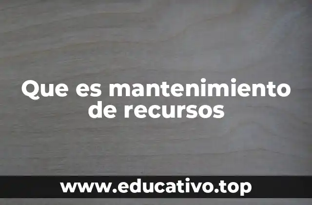 Que es mantenimiento de recursos