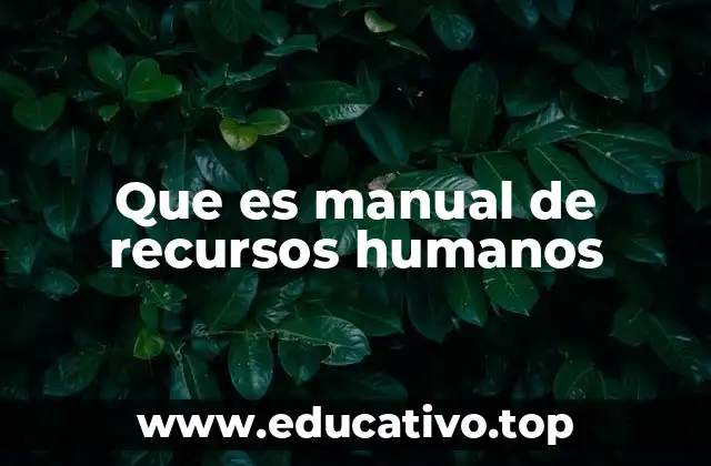 Que es manual de recursos humanos