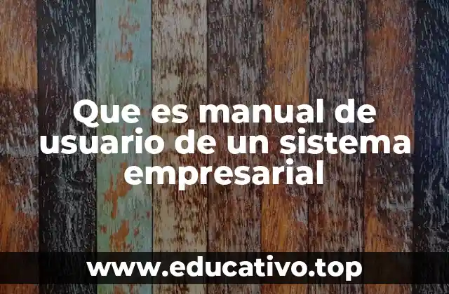 Que es manual de usuario de un sistema empresarial