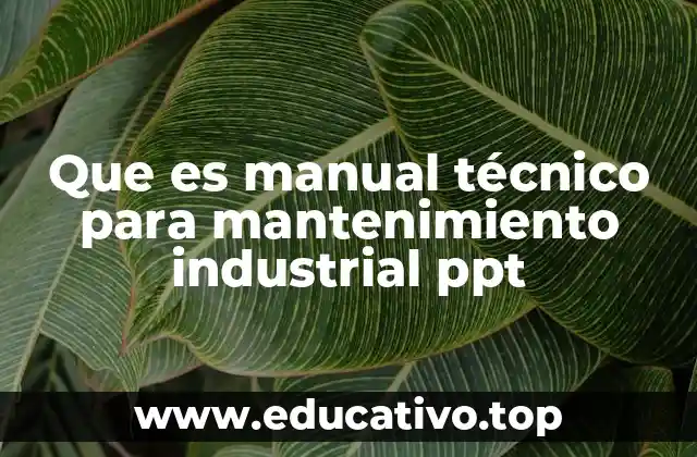 Que es manual técnico para mantenimiento industrial ppt
