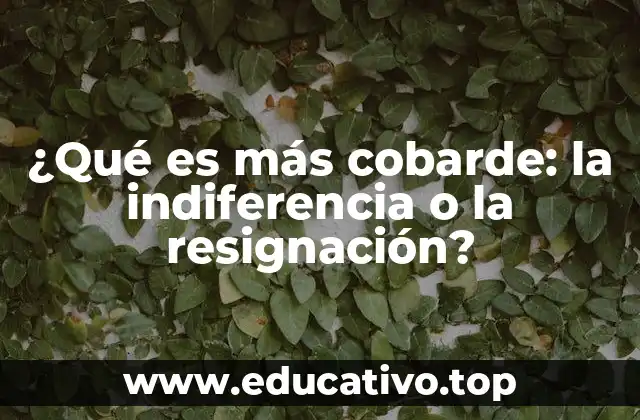 ¿Qué es más cobarde: la indiferencia o la resignación?