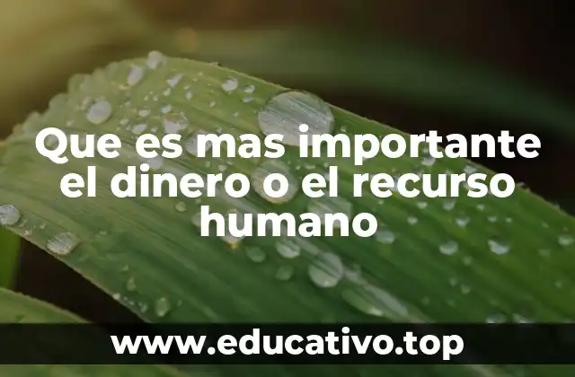 Que es mas importante el dinero o el recurso humano