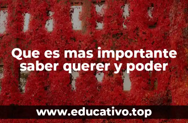 Que es mas importante saber querer y poder
