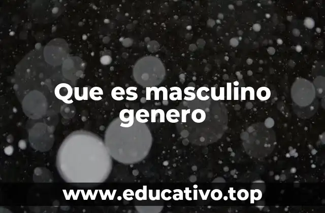 Que es masculino genero
