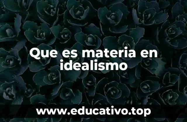 Que es materia en idealismo