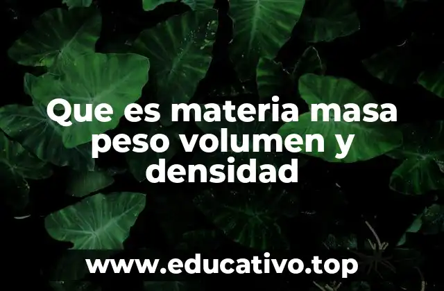 Que es materia masa peso volumen y densidad