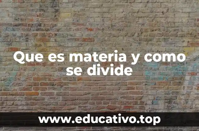 Que es materia y como se divide