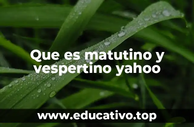 Que es matutino y vespertino yahoo